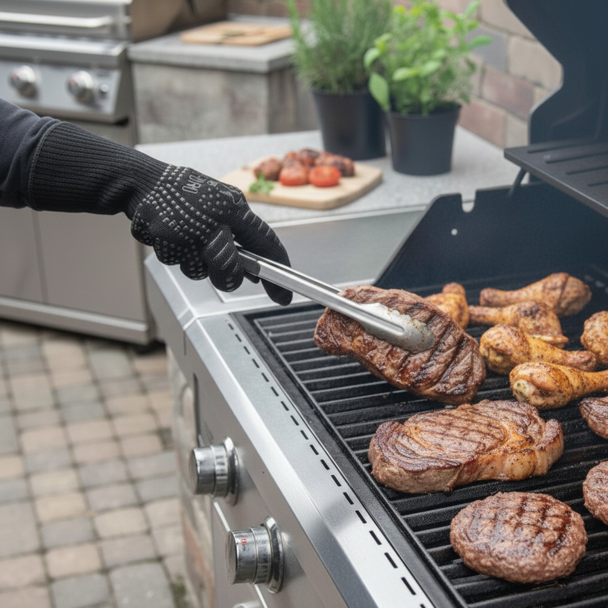 weber grill handschuhe Grillhandschuhe, 2er Set, feuerfest bis 800 °C, Anti-Rutsch – BBQ-Toro
