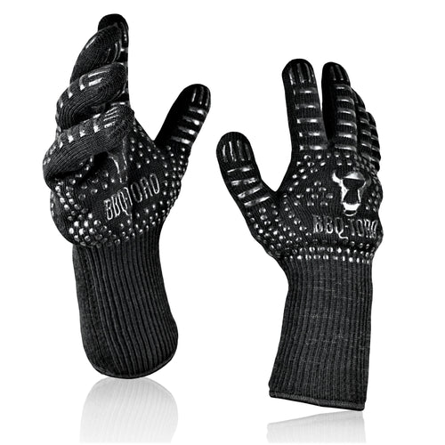 feuerfeste handschuhe 500 grad Grillhandschuhe, 2er Set, feuerfest bis 800 °C, Anti-Rutsch – BBQ-Toro