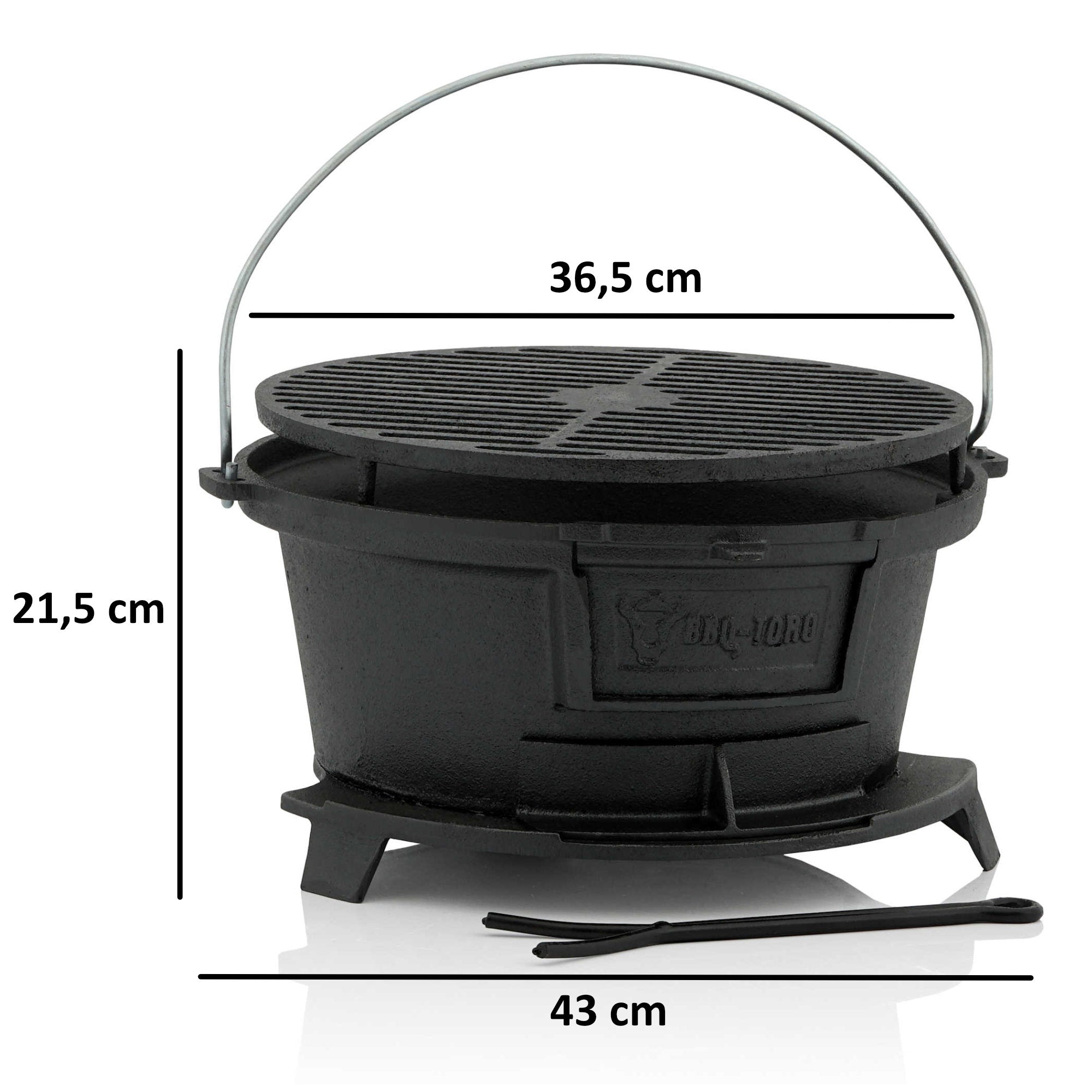 Marmite à griller en fonte, avec grille de style Hibachi,