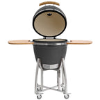 BBQ-Toro Kamado Grill Holzkohlegrill Ø 46 cm "KURO" mit Bambusablage, Thermometer, Grau