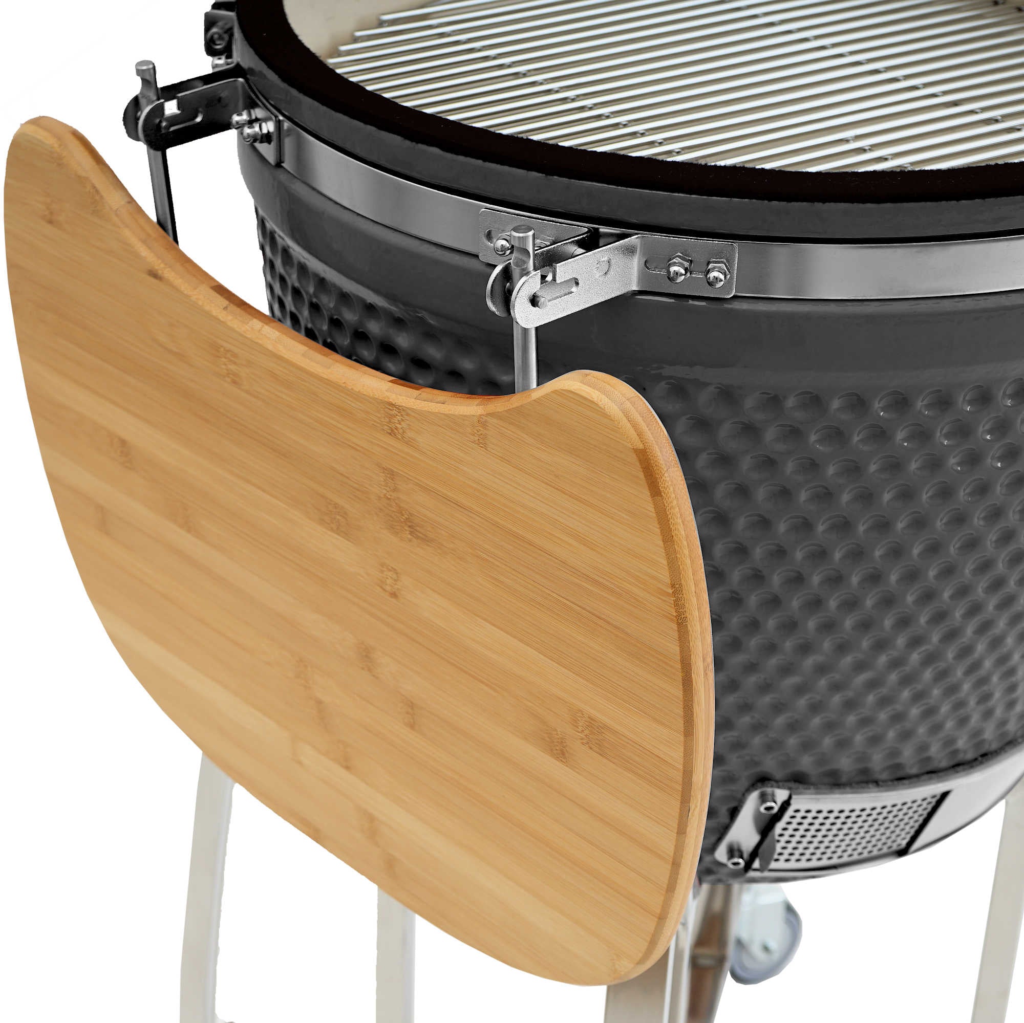 BBQ-Toro Kamado Grill Holzkohlegrill Ø 46 cm "KURO" mit Bambusablage, Thermometer, Grau