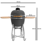 BBQ-Toro Kamado Grill Holzkohlegrill Ø 46 cm "KURO" mit Bambusablage, Thermometer, Grau