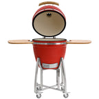 BBQ-Toro Kamado Grill Holzkohlegrill Ø 46 cm "KURO" mit Bambusablage, Thermometer, Grau