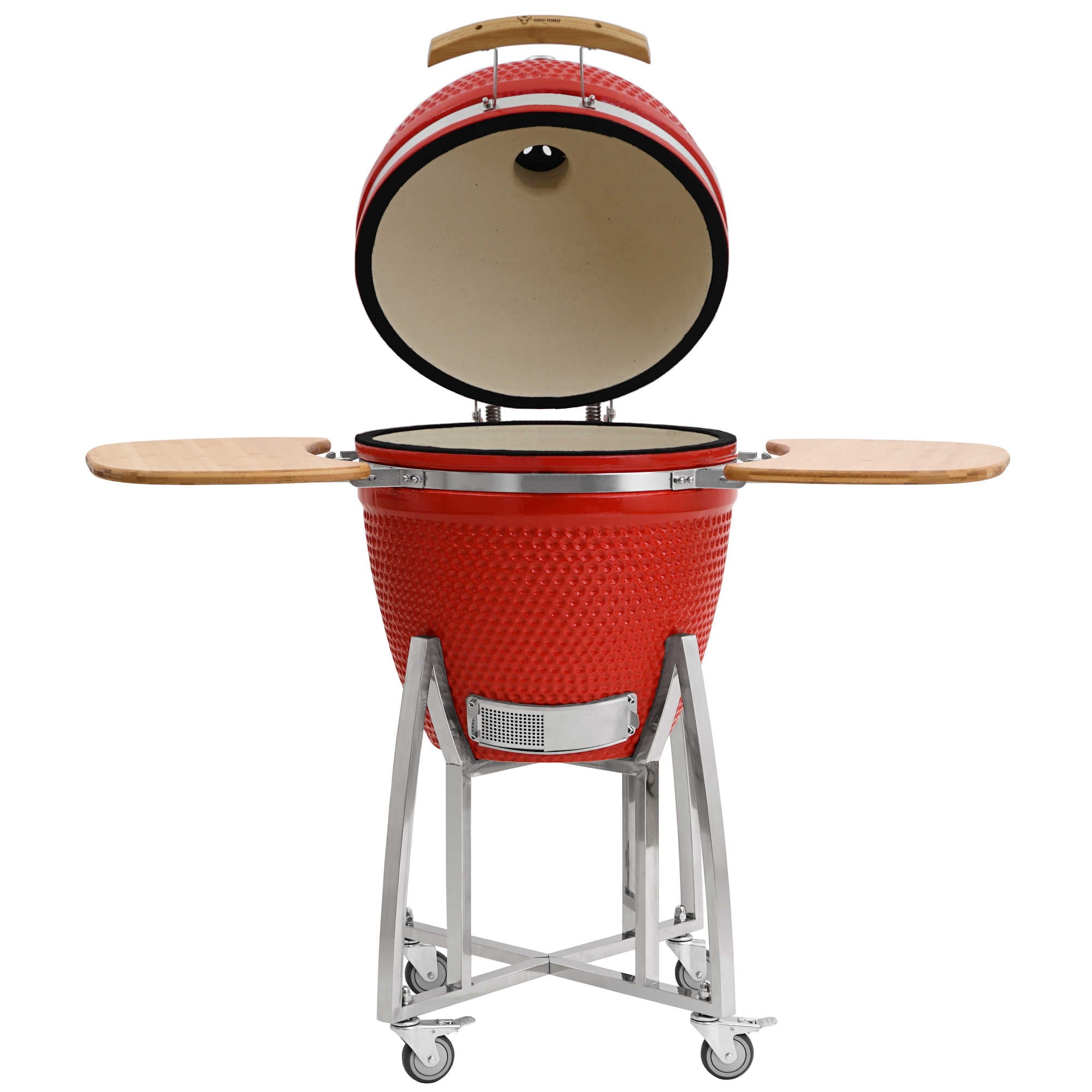 BBQ-Toro Kamado Grill Holzkohlegrill Ø 46 cm "KURO" mit Bambusablage, Thermometer, Grau