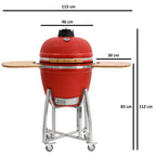 BBQ-Toro Kamado Grill Holzkohlegrill Ø 46 cm "KURO" mit Bambusablage, Thermometer, Grau