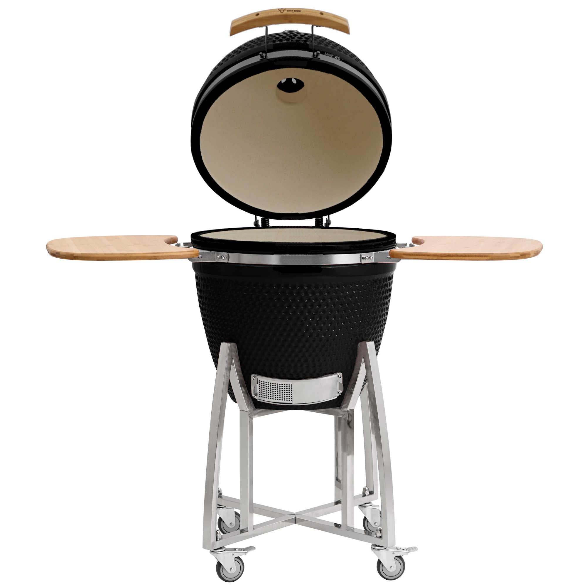 BBQ-Toro Kamado Grill Holzkohlegrill Ø 46 cm "KURO" mit Bambusablage, Thermometer, Grau