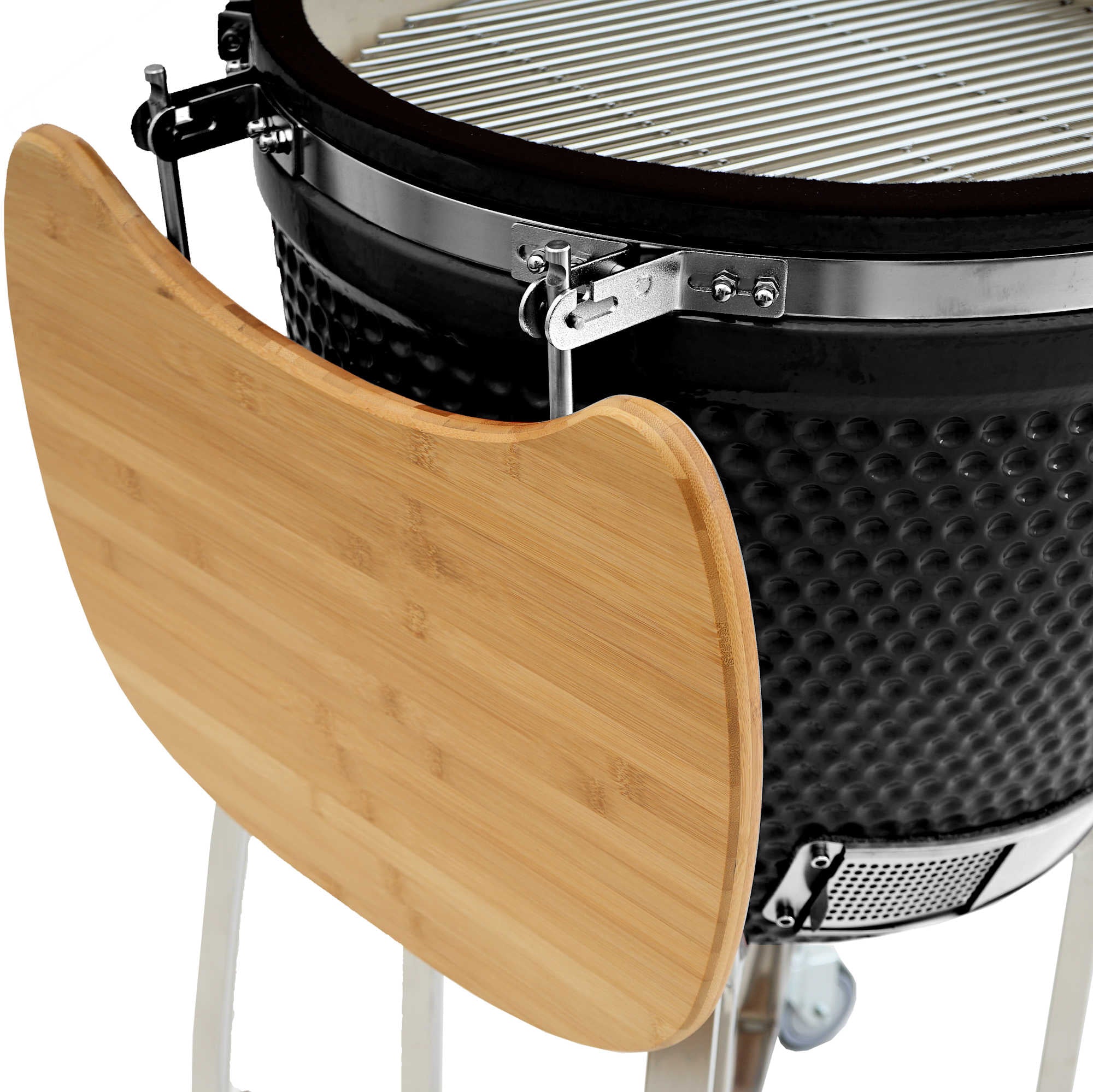 BBQ-Toro Kamado Grill Holzkohlegrill Ø 46 cm "KURO" mit Bambusablage, Thermometer, Grau