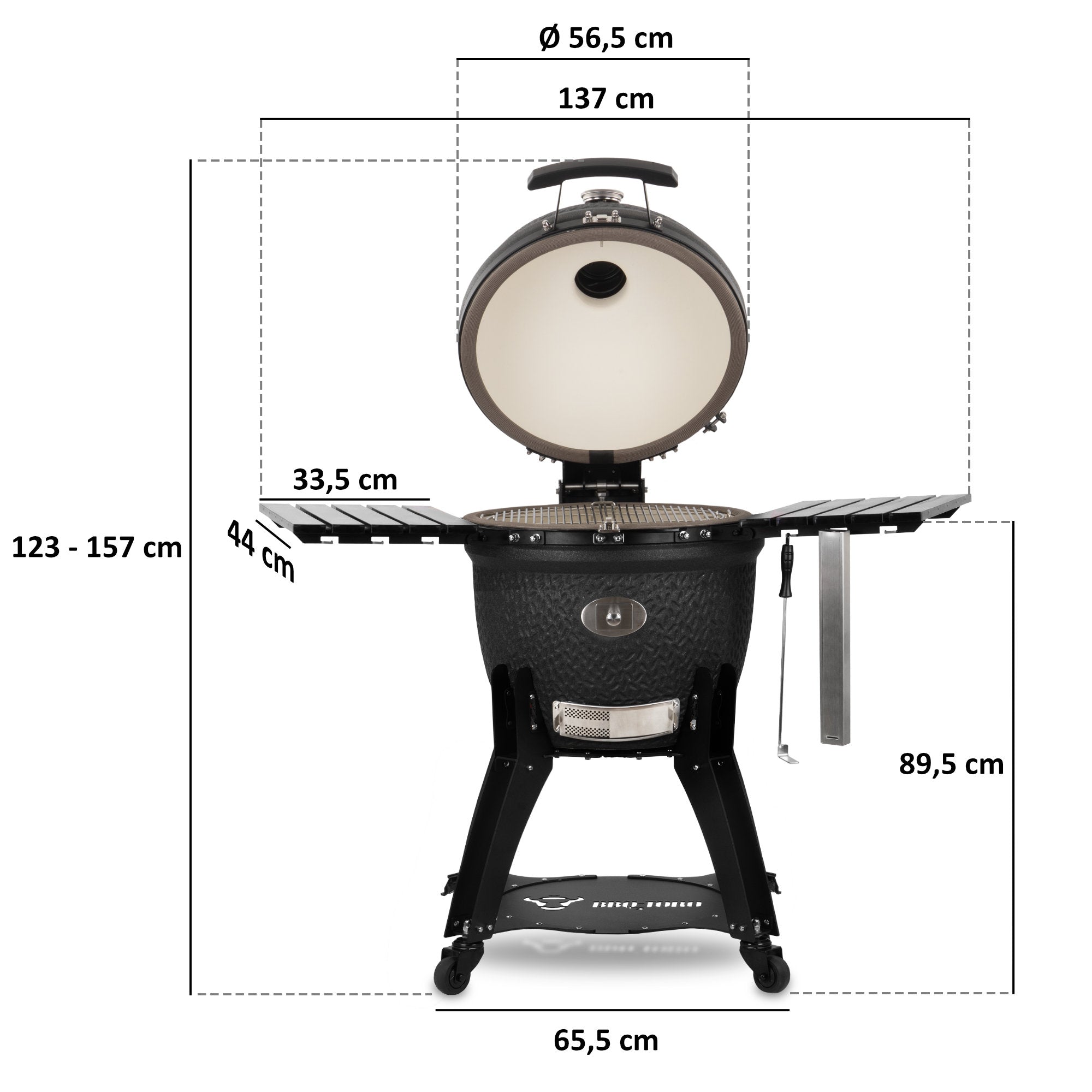 Kamado Holzkohlegrill "Yoru", inkl. Thermometer, Rädern