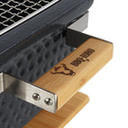 Holzkohletischgrill, Keramik, inkl. Holzunterlage