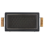 Holzkohletischgrill, Keramik, inkl. Holzunterlage