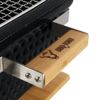 Holzkohletischgrill, Keramik, inkl. Holzunterlage