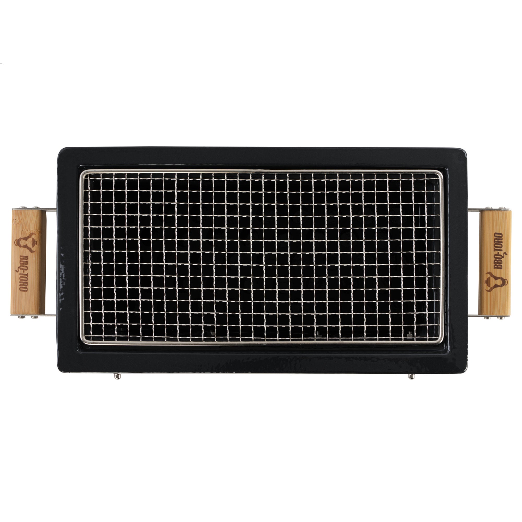 Holzkohletischgrill, Keramik, inkl. Holzunterlage