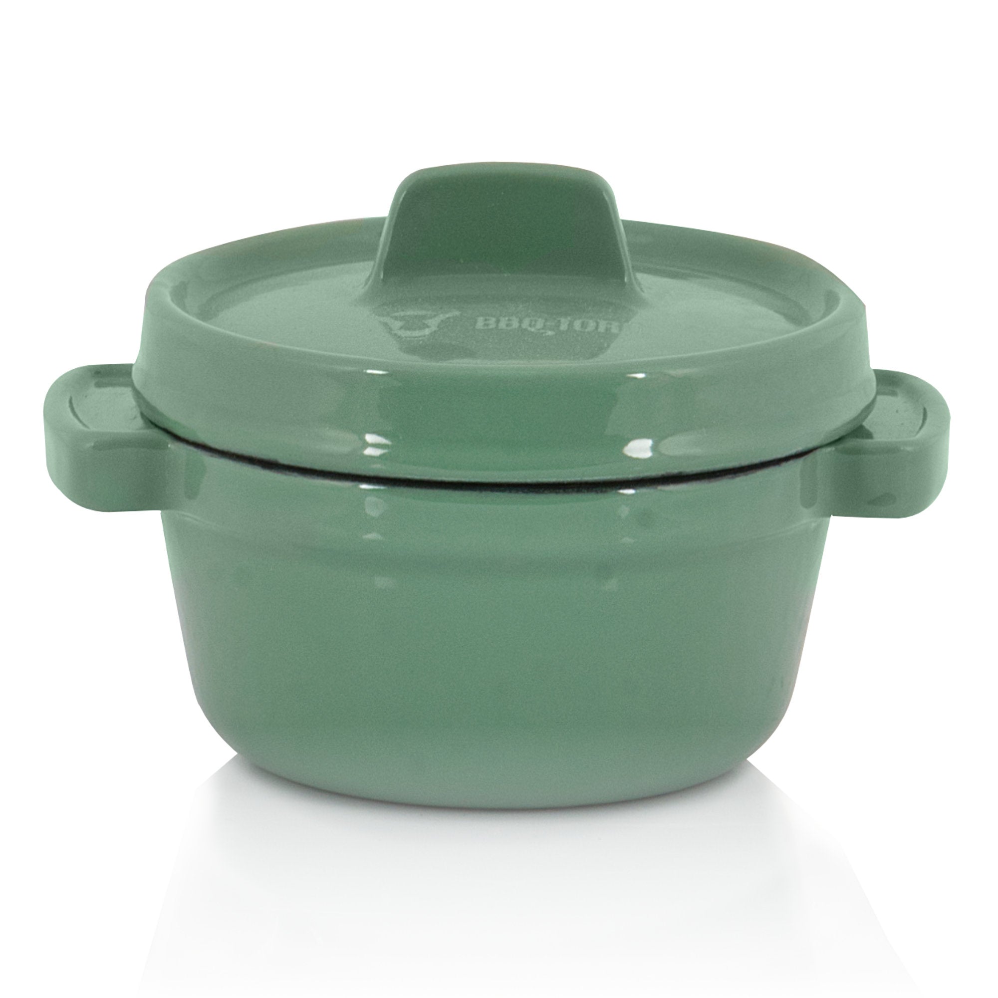 Cocotte, 6er Set, je 250 ml, Grün, Gusseisen, emailliert