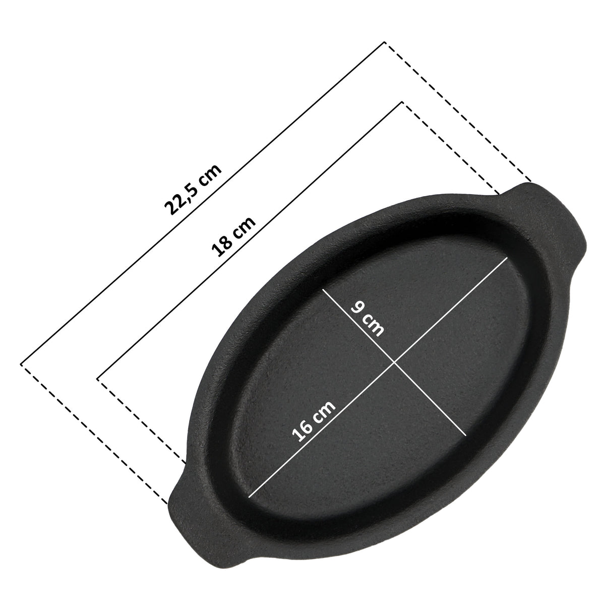 BBQ-Toro Gusseisen Servierpfännchen Oval – 27x18x3 Cm, Mit Holzbrett & Abnehmbarem Griff – Bereits Eingebrannt – Für Grill, Ofen & Feuer