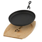 Servierpfännchen, Ø 22 cm, Gusseisen, inkl. Holzbrett