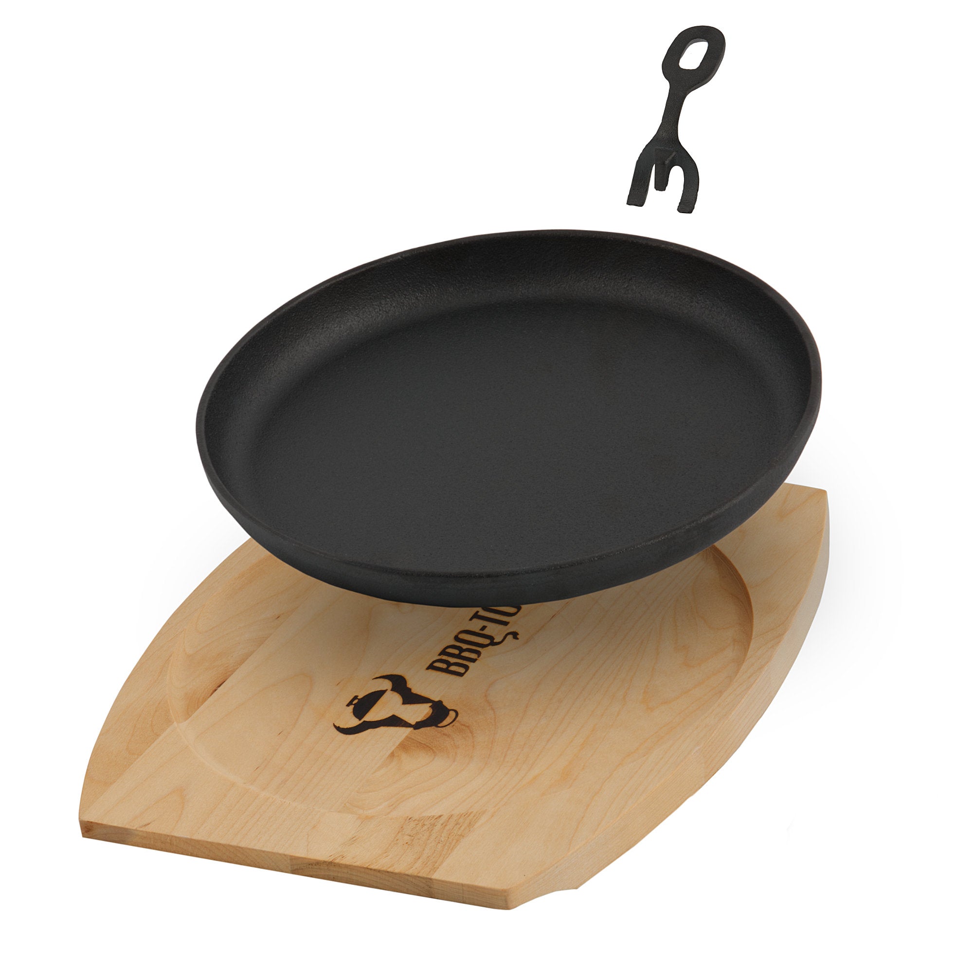 Servierpfännchen, Ø 22 cm, Gusseisen, inkl. Holzbrett