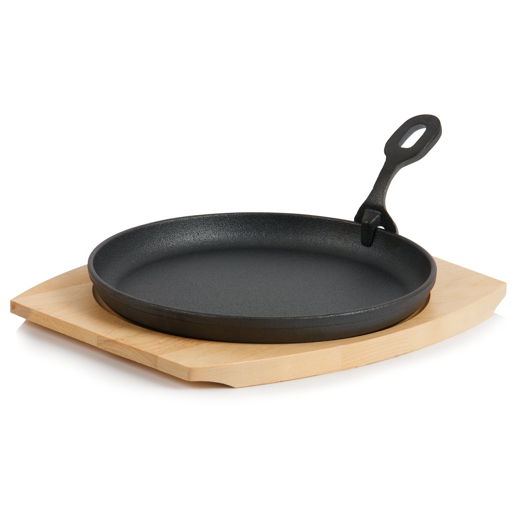 Servierpfännchen, Ø 22 cm, Gusseisen, inkl. Holzbrett