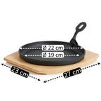 Servierpfännchen, Ø 22 cm, Gusseisen, inkl. Holzbrett