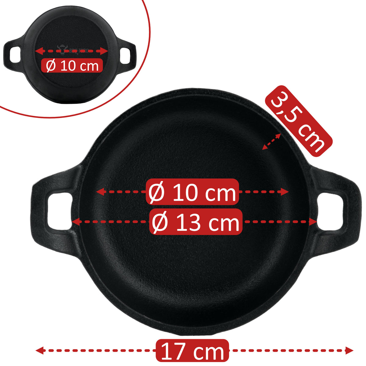 Grillpfännchen, 6er Set, Ø 13 cm, Gusseisen