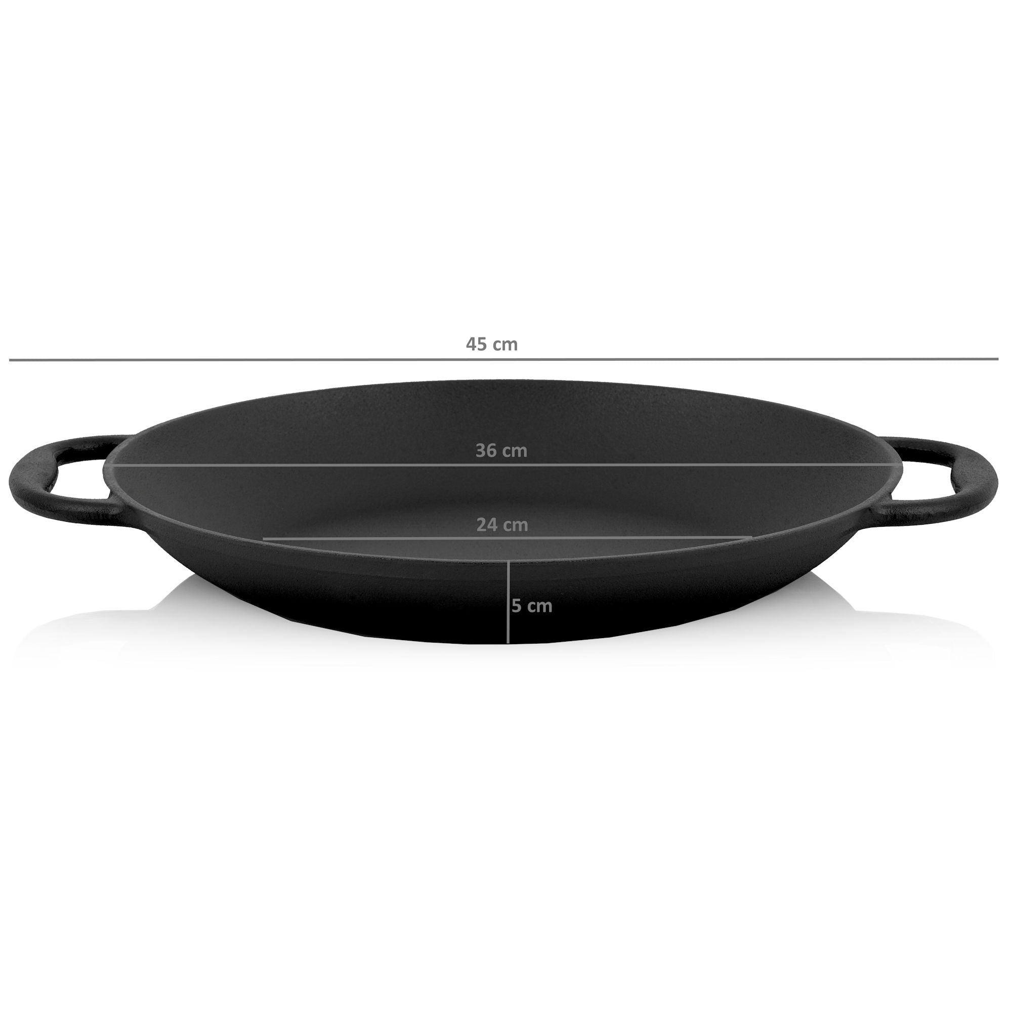 Paella Pfanne, Ø 36 cm, Gusseisen, 6 Personen, mit Griffen