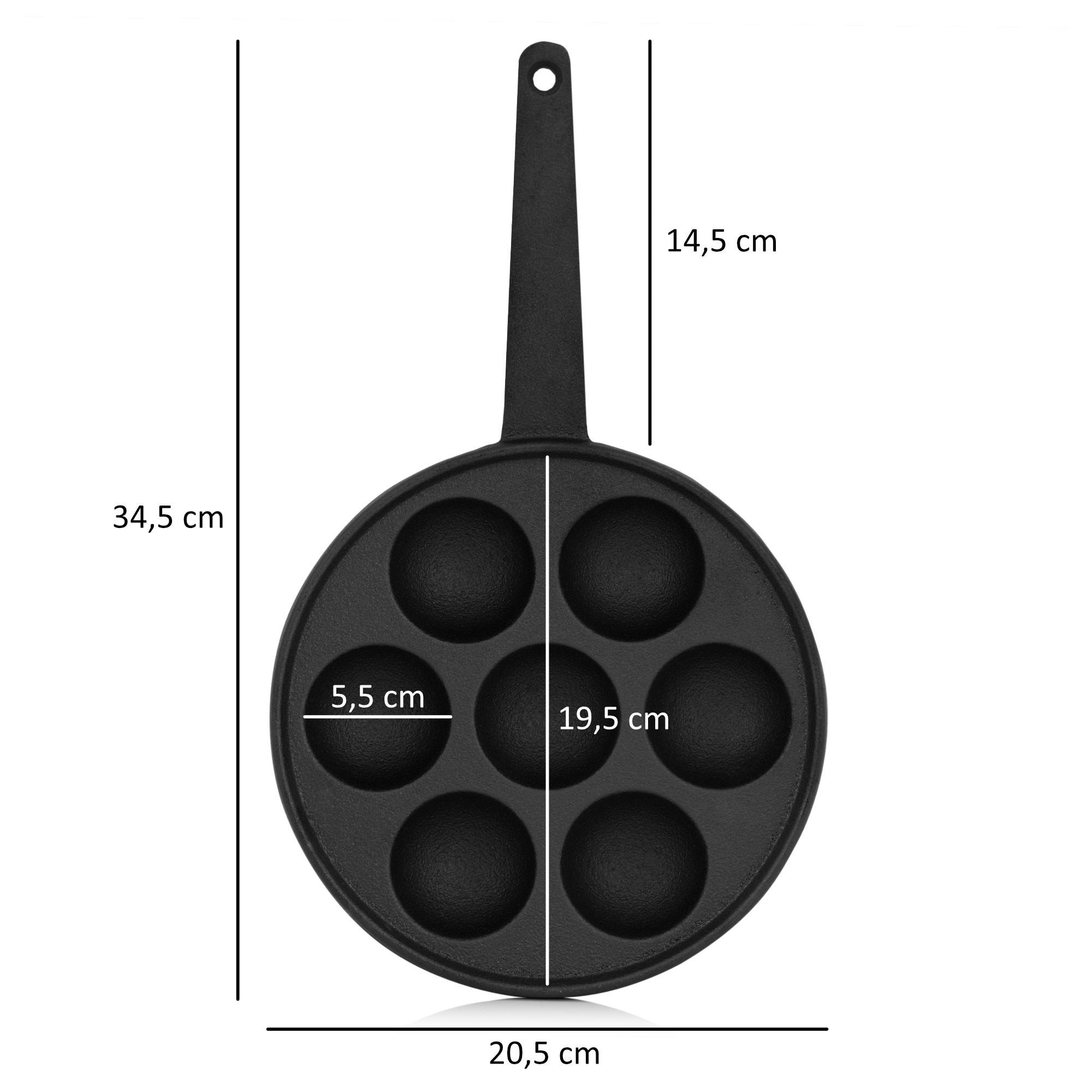 Poffertjes Pfanne, Ø 20,5 cm, Gusseisen, für 7 Förtchen