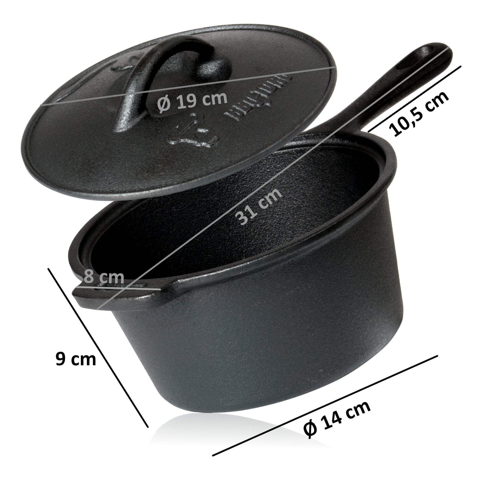 Casserole en fonte, 1,6 litre, avec couvercle