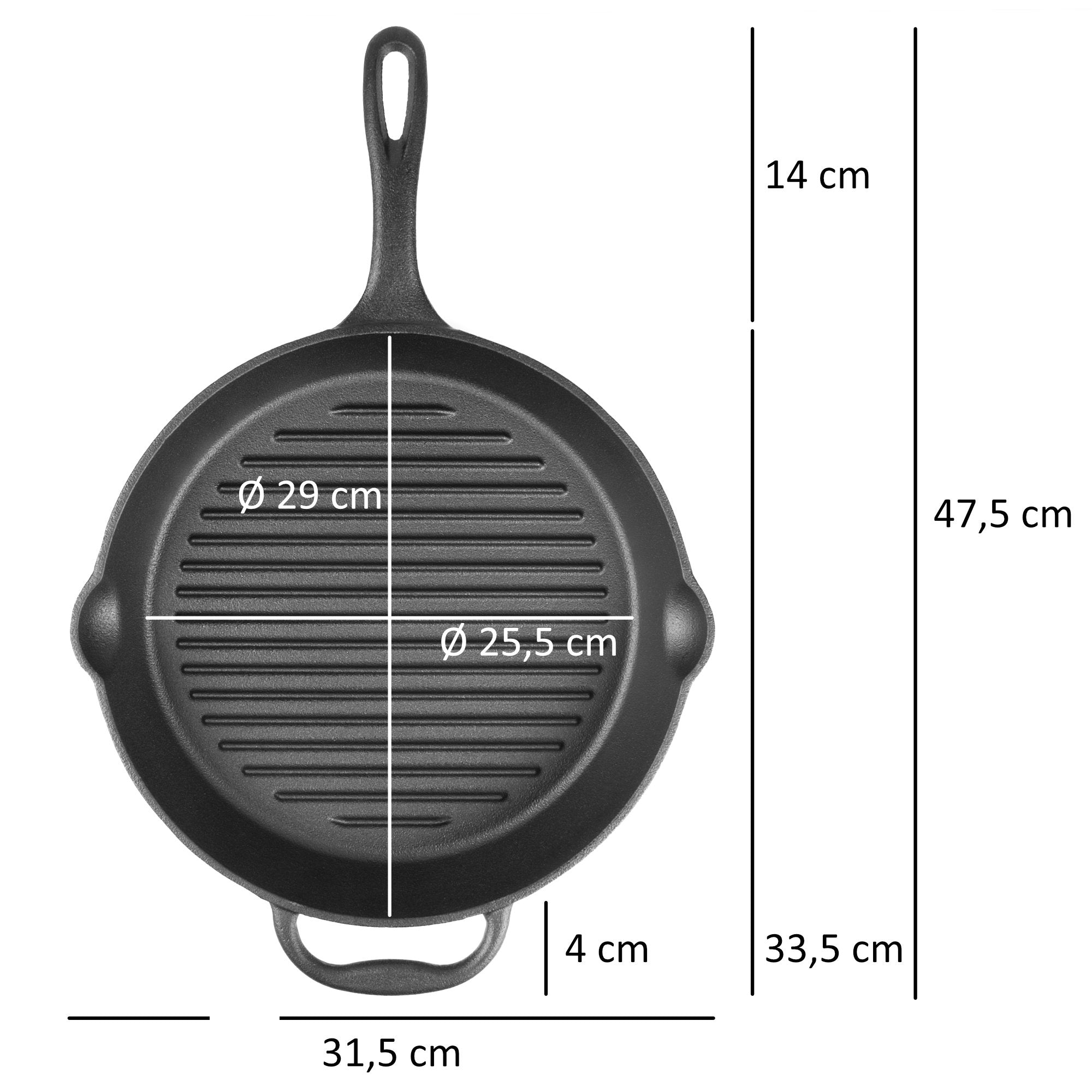 Bratpfanne, Ø 29 cm, Gusseisen, mit Griff und zwei Ausgießern