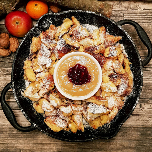Grillpfanne, Gusseisen, mit zwei Griffen, zwei Ausgießer