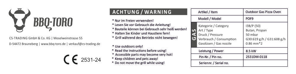 Gas pizza oven, including turntable