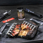 Pulled Pork Set, 5-teilig, inkl. Fleischmarinierspritze, Thermometer und Fleischkrallen