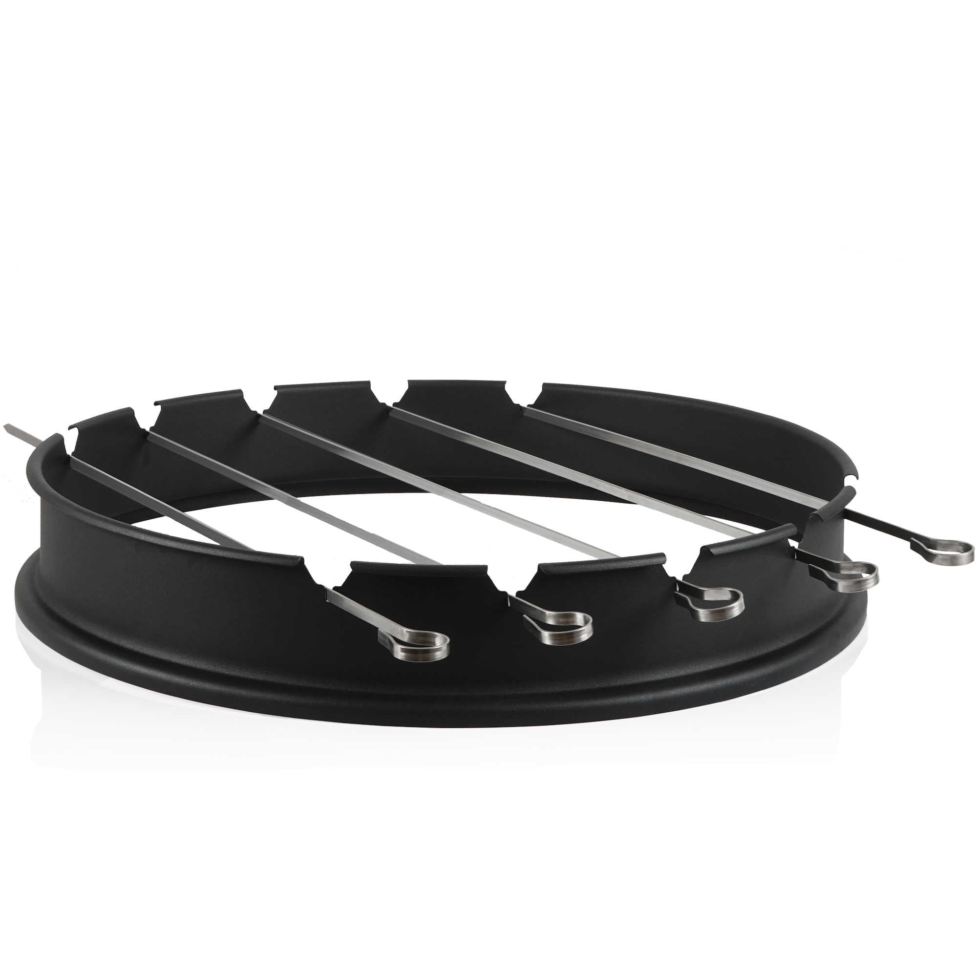 Ensemble de brochettes pour barbecue, pour barbecue à charbon de bois de Ø 57 cm, 5 brochettes avec accessoires