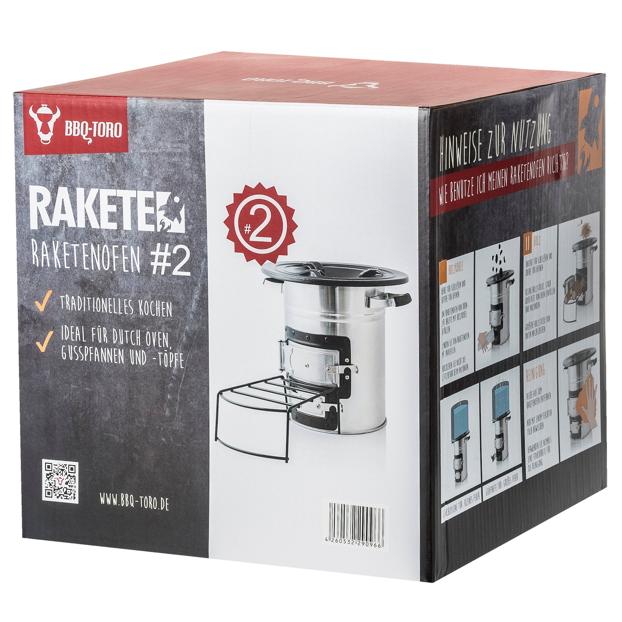 Raketenofen "RAKETE #2", Edelstahl, Rocket Stove für Dutch Oven