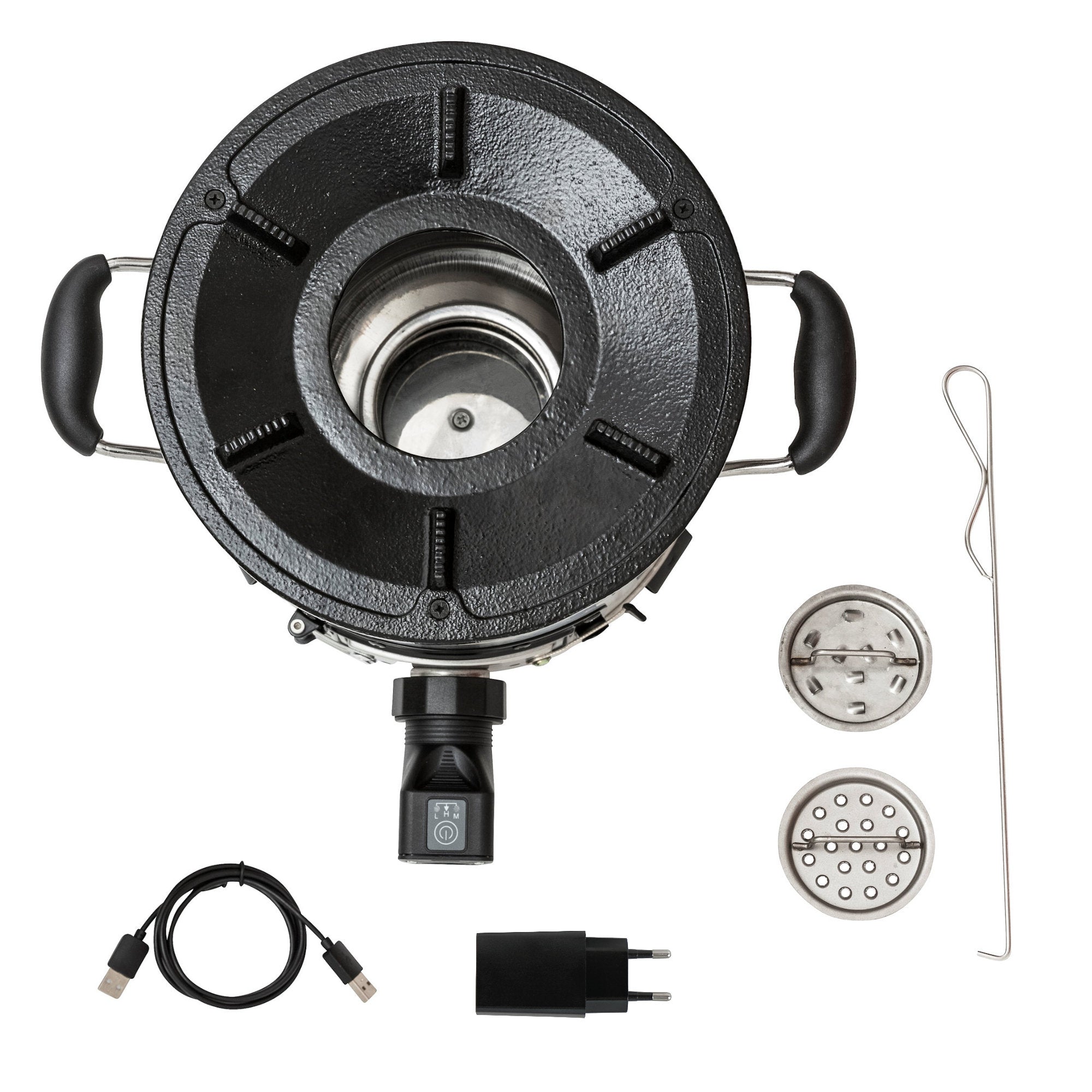 Raketenofen "RAKETE #3", Edelstahl, Rocket Stove inkl. USB Kabel und Stecker