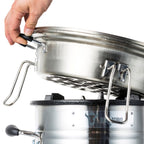 Grill Set für Raketenofen, inkl. Gusseisen Grillplatte, Grillrost, Tropfschale, Heber