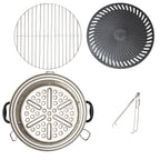 Grill Set für Raketenofen, inkl. Gusseisen Grillplatte, Grillrost, Tropfschale, Heber