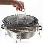 Grill Set für Raketenofen, inkl. Gusseisen Grillplatte, Grillrost, Tropfschale, Heber