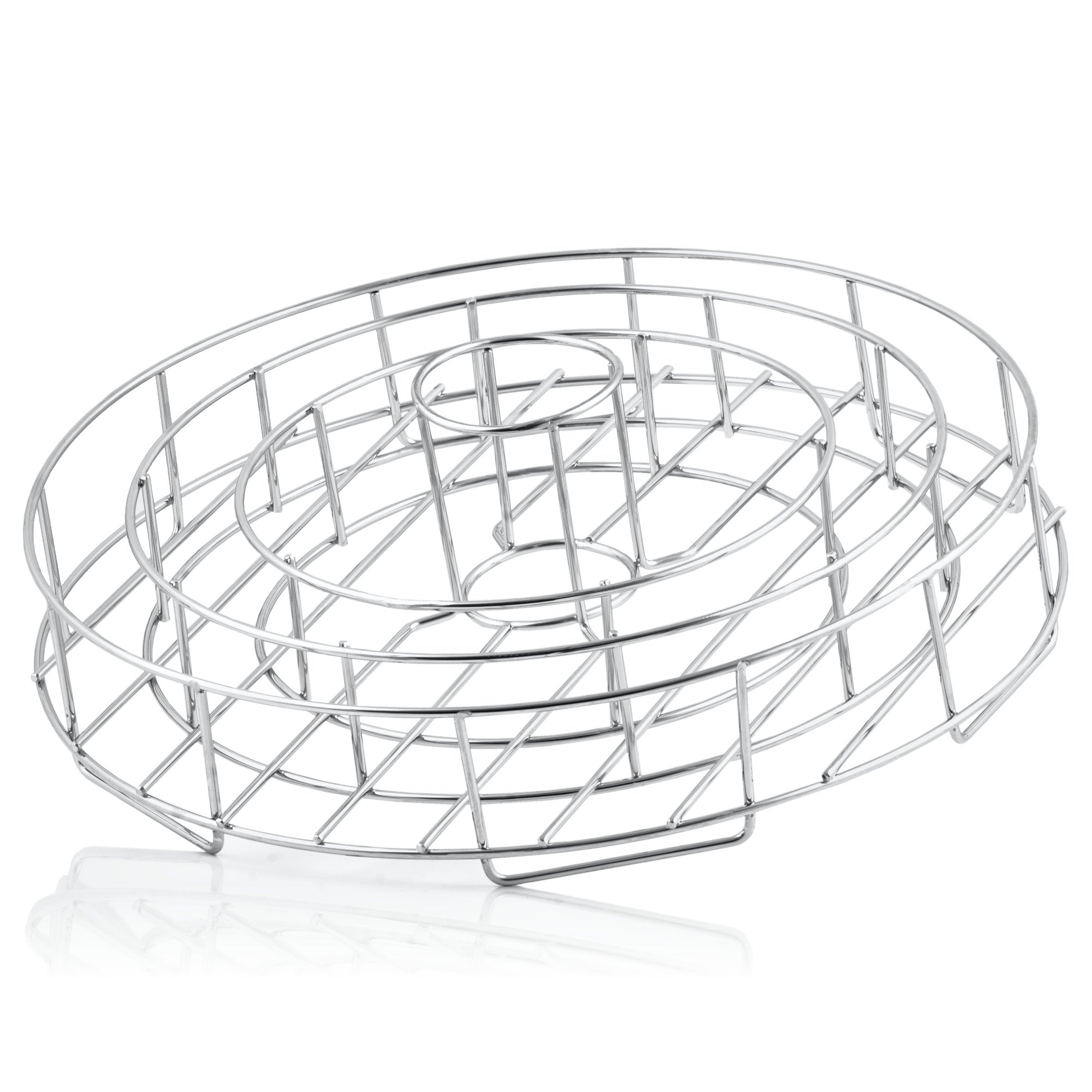 3-In-1 Rippchen und Hähnchenkeulen Halter, Edelstahl, inkl. Auffangschale