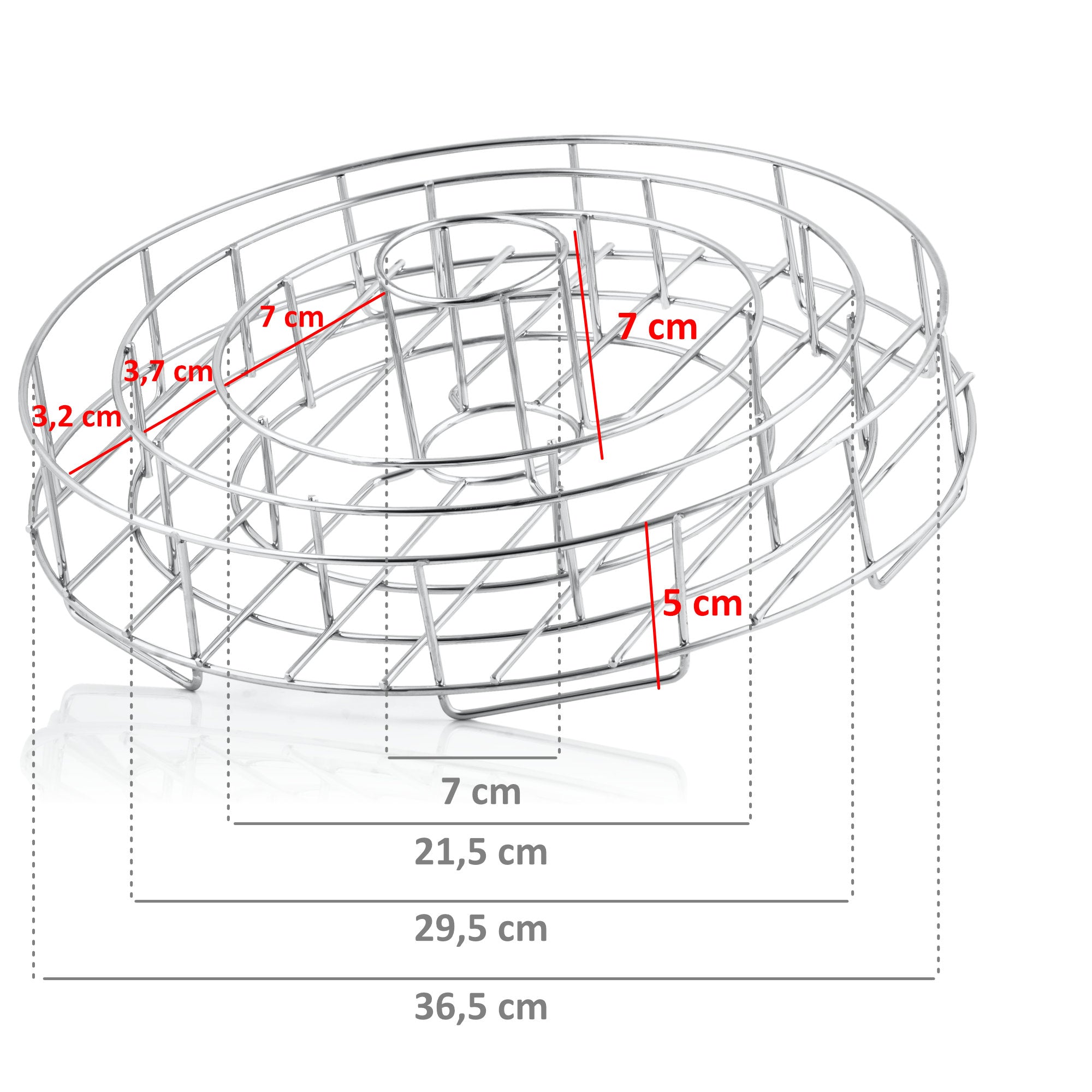3-In-1 Rippchen und Hähnchenkeulen Halter, Edelstahl, inkl. Auffangschale
