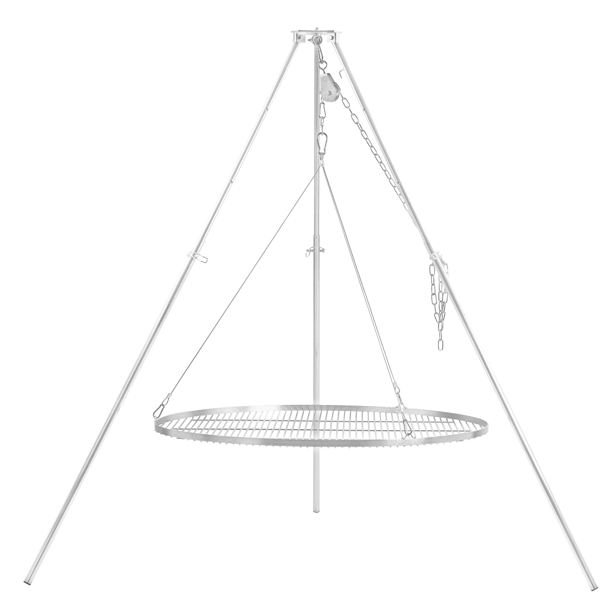 Dreibein Grill, 119 - 184 cm, verzinktes Eisen, inkl. Grillrost
