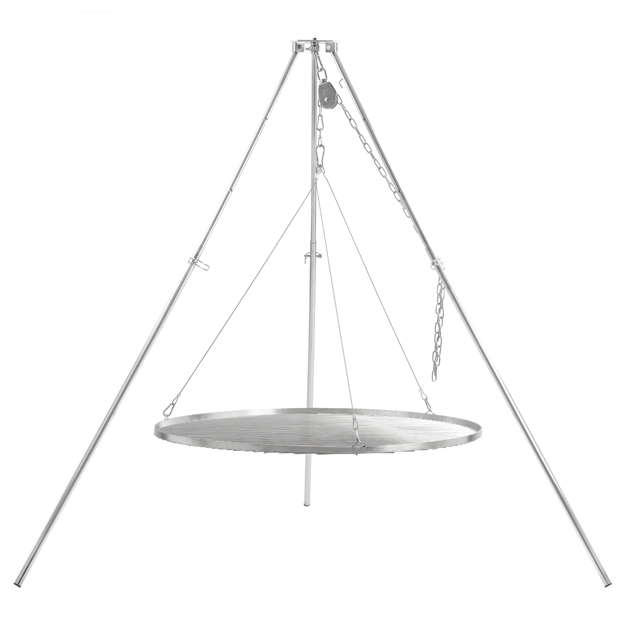 Dreibein Grill, 119 - 184 cm, Edelstahl, inkl. Grillrost