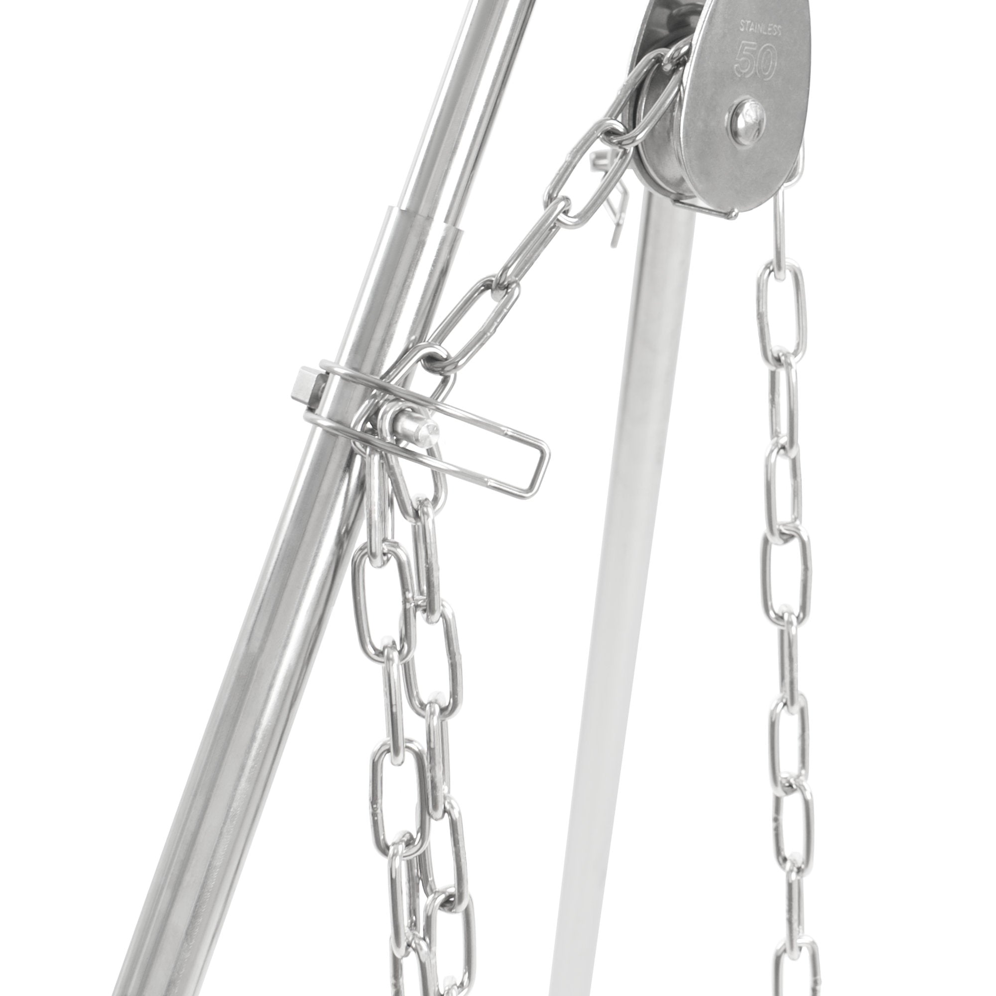 Dreibein Grill, 119 - 184 cm, Edelstahl, inkl. Grillrost