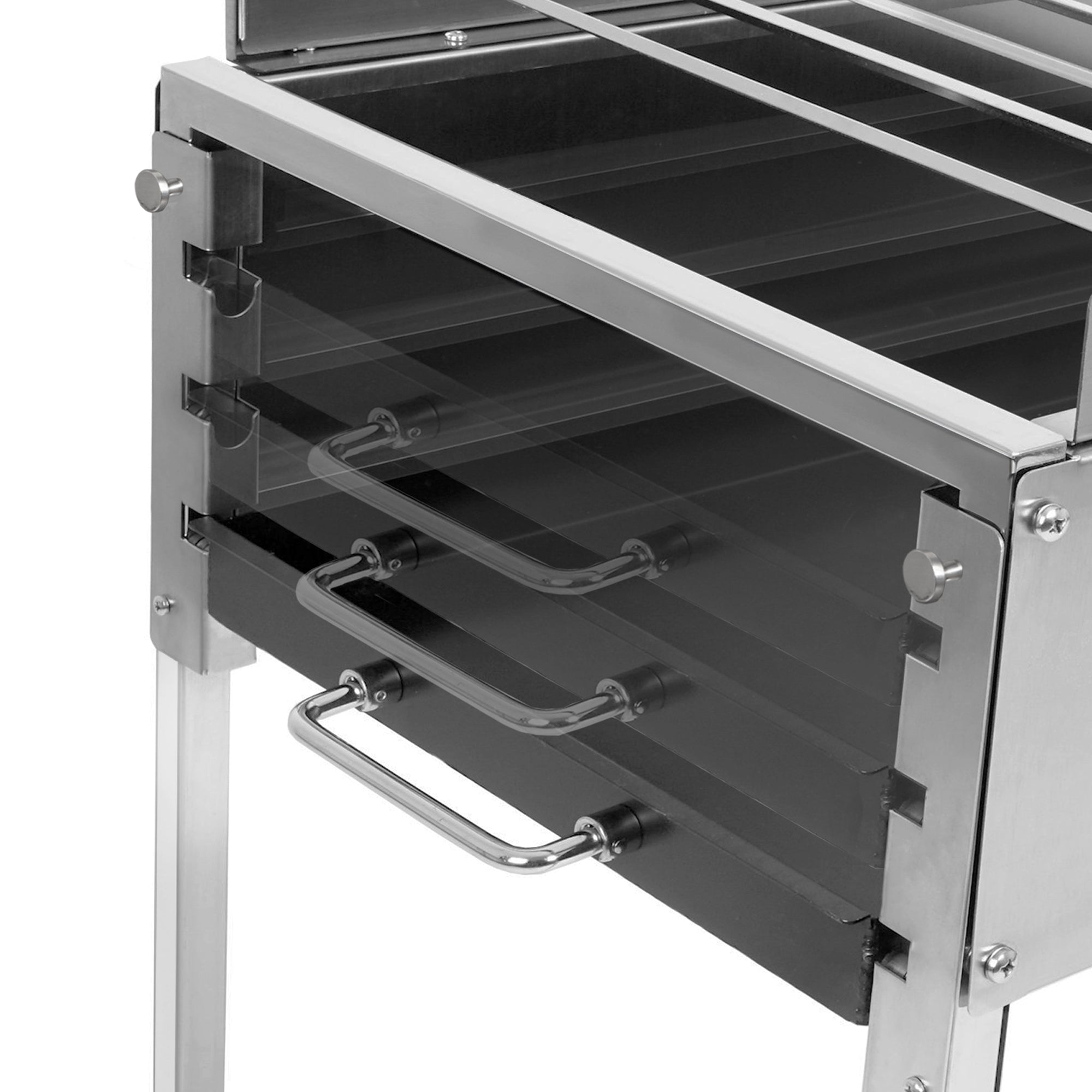 Kohlegrill mit Spießaufsatz, 11 Spieße, Edelstahl, inkl. Motor