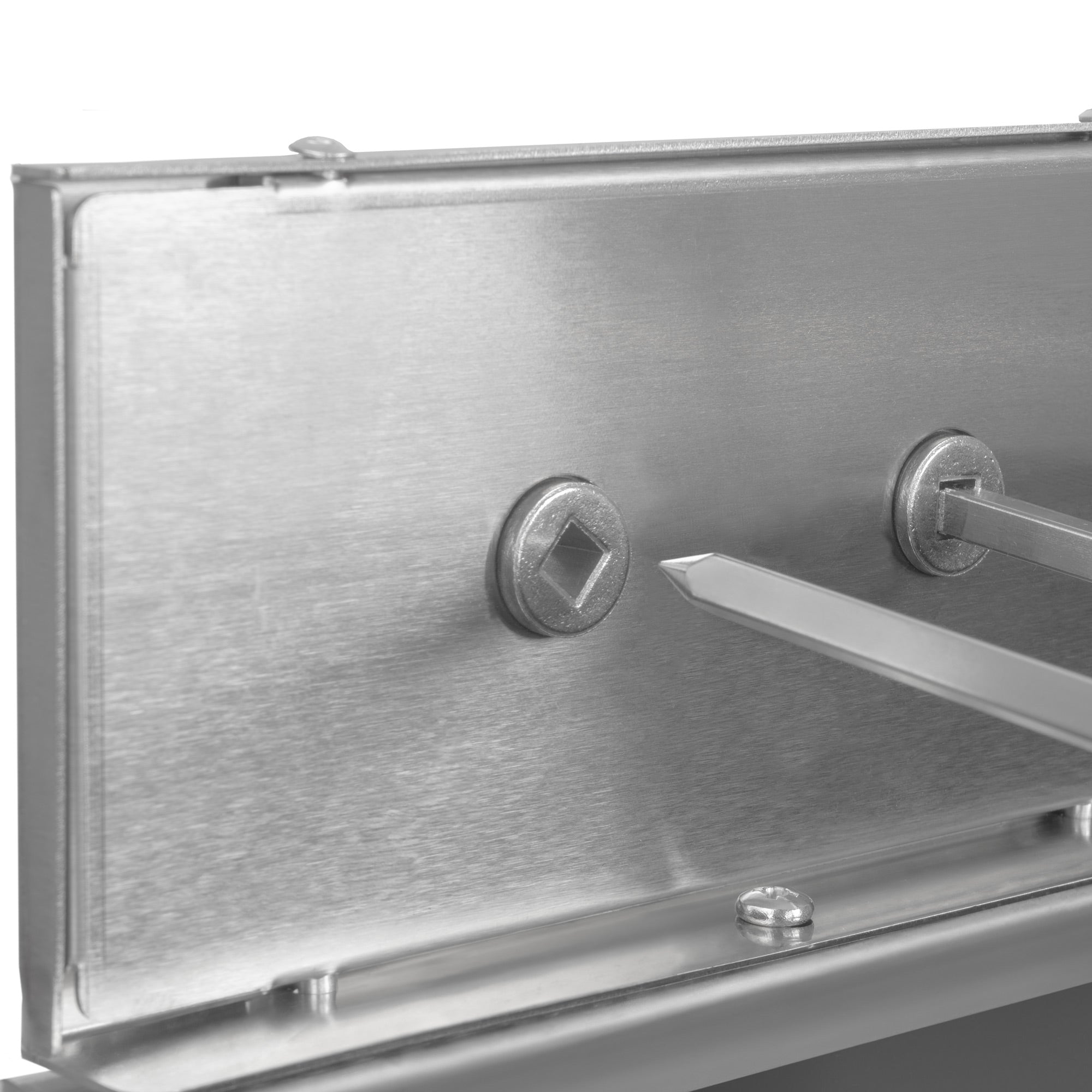 Charcoal grill with rotisserie attachment, 11 skewers, stainless steel, including motor.