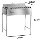 Charcoal grill with rotisserie attachment, 11 skewers, stainless steel, including motor.