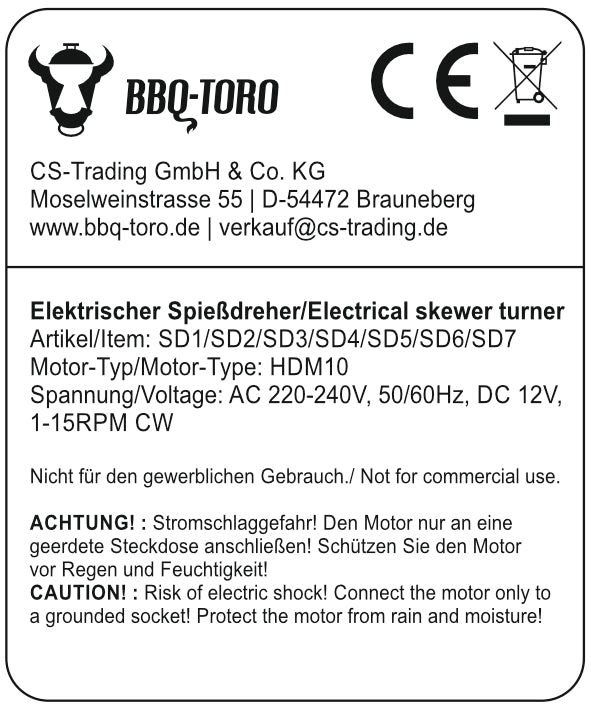 Grill mit Spießaufsatz, 9 Spieße, Edelstahl, inkl. Motor