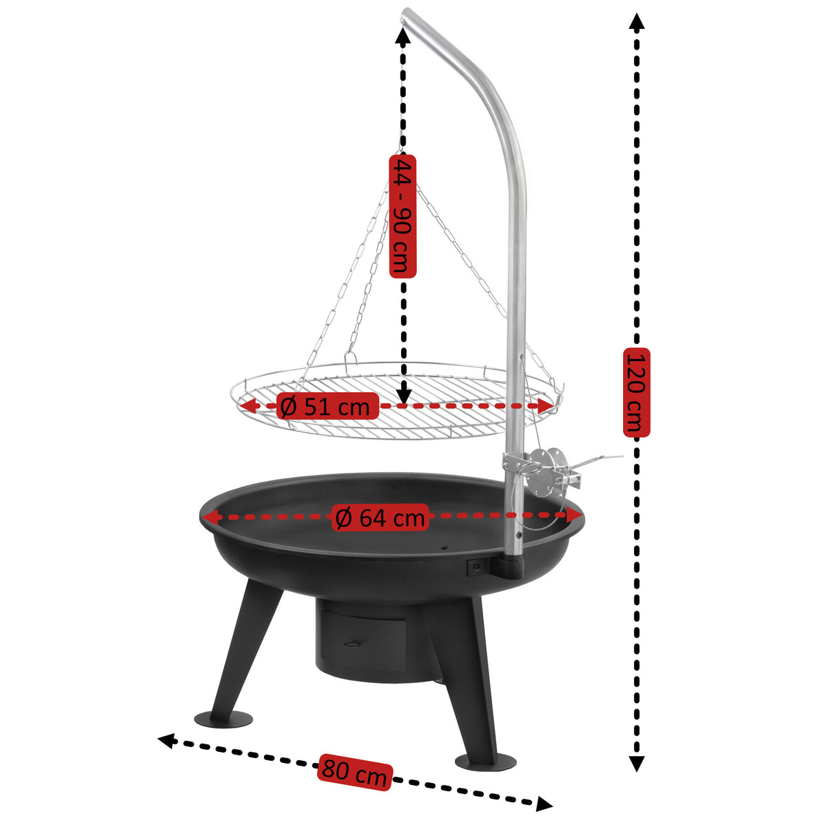 Swivel grill, including grill grate Ø 64 cm