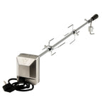 Grillspieß Set, 100 cm, inkl. Edelstahl Motor und Fleischnadeln, bis zu 10kg Grillgut