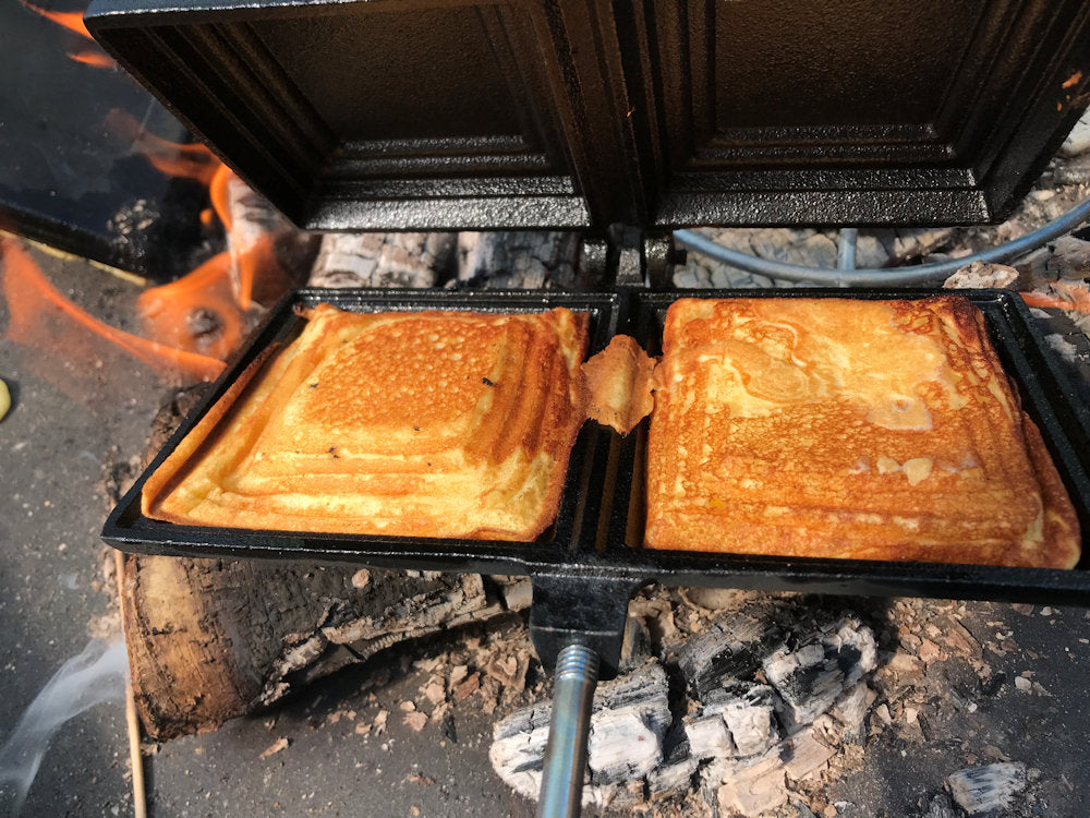 Waffeleisen, Gusseisen, rechteckige Doppelform