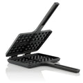 Waffeleisen, Gusseisen, rechteckige Doppelform, schwarz
