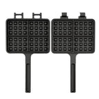 Waffeleisen, Gusseisen, rechteckige Doppelform, schwarz